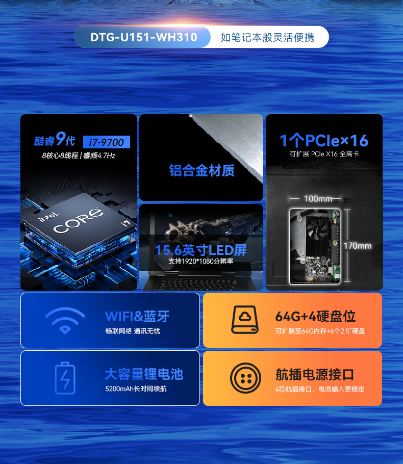 15.6英寸高性能加固便攜機(jī),工作站電腦,DTG-U151-WH310.jpg 15.6英寸高性能加固便攜機(jī),工作站電腦,DTG-U151-WH310.jpg